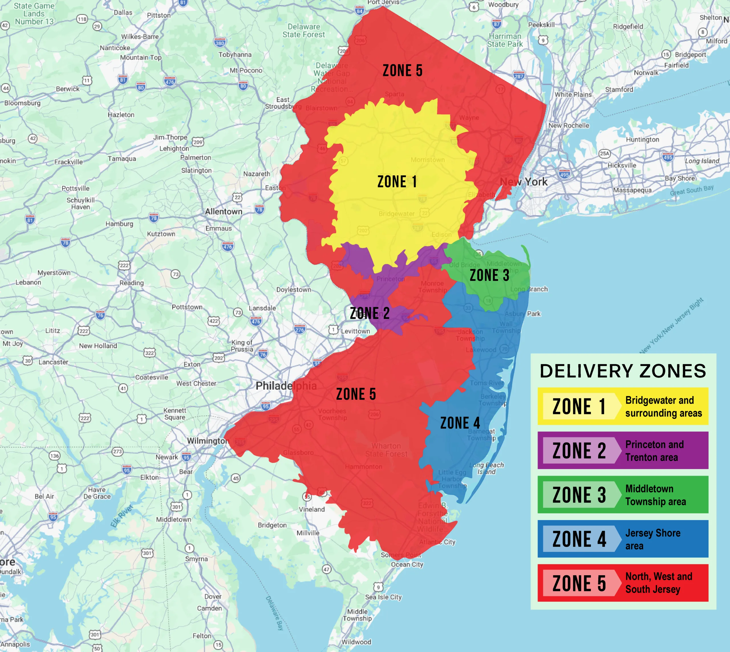 Valley Wellness NJ Map Delivery Zones