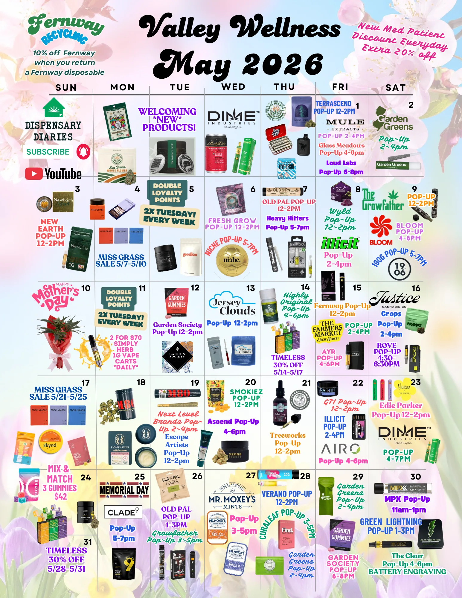 Raritan weed deals calendar for May 2026 at Valley Wellness